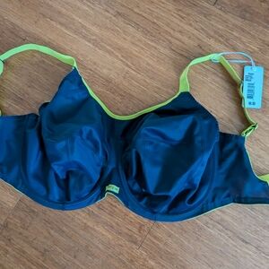 NWT $69 Elomi [ 34N US ] Energise Full Figure Sports Bra in Navy